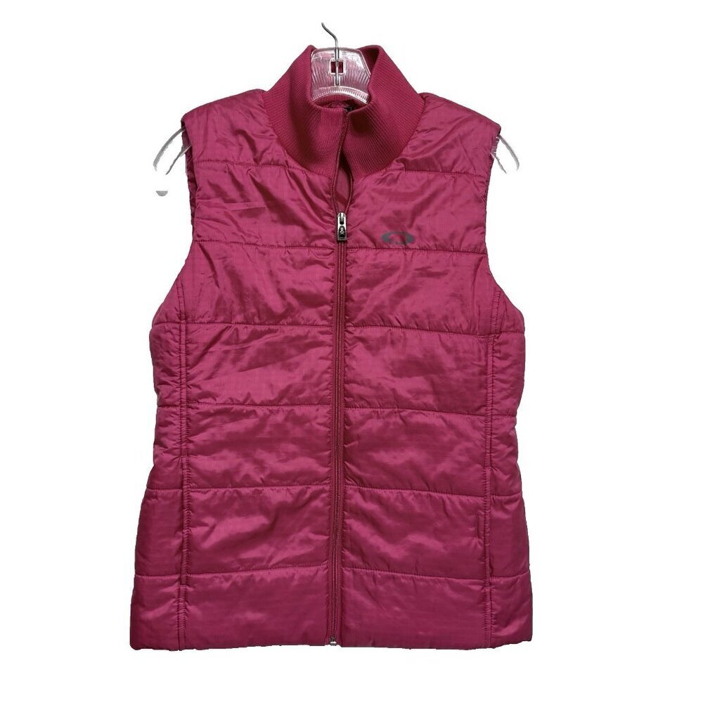 Oakley Puffer Vest Full Zip Mock Neck Women's Size Small Fushia Pink